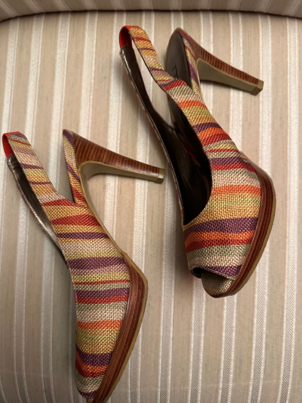 Adorable Moda Spana striped peeptoe shoes - Picture 4 of 5